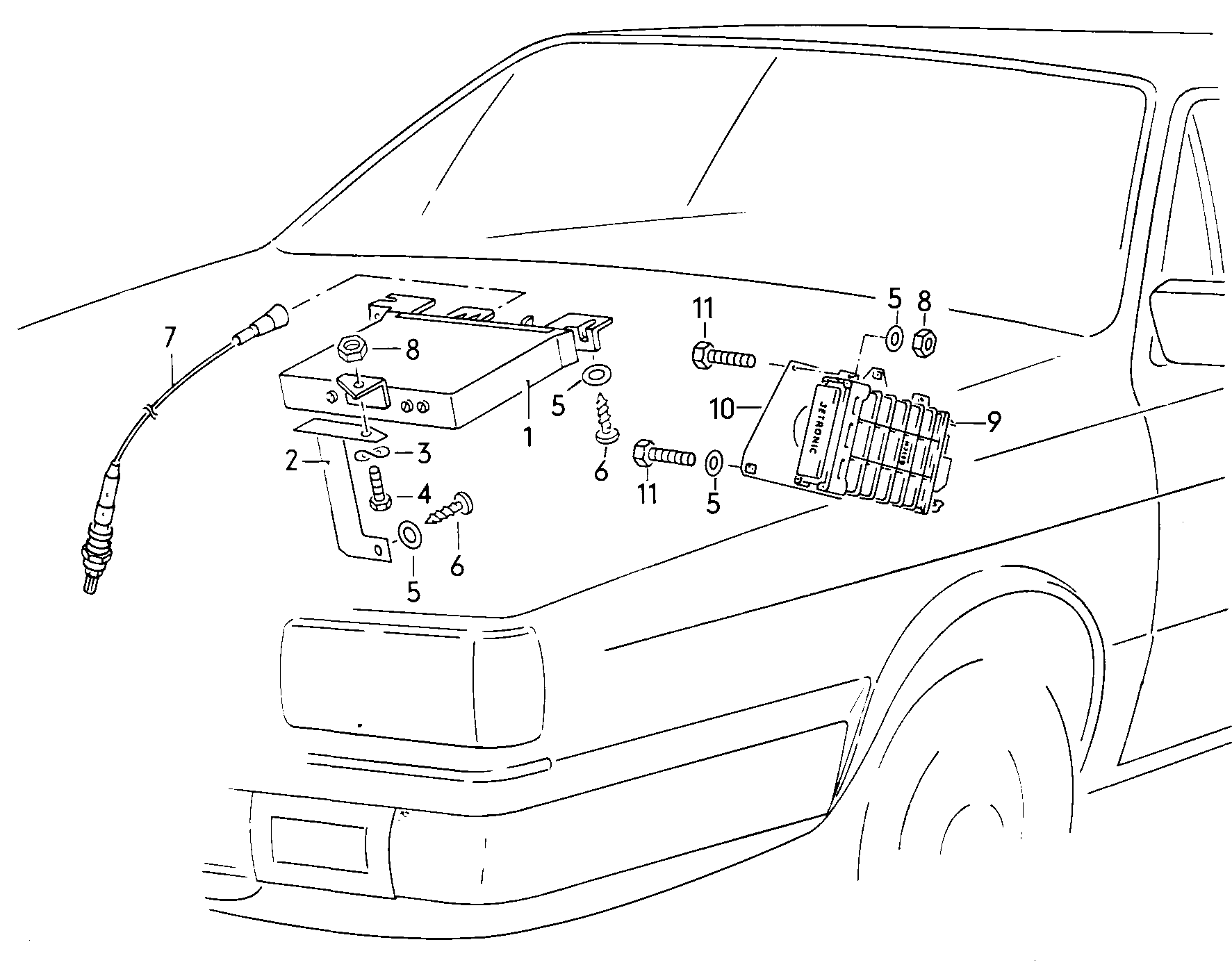 Схема ЕТКА Audi Блок управления двигателя;Лямбда-зонд;Датчик детонационного  сгорания (Электрооборудование) для Audi Audi 80/90/Avant 1985 (Европа)