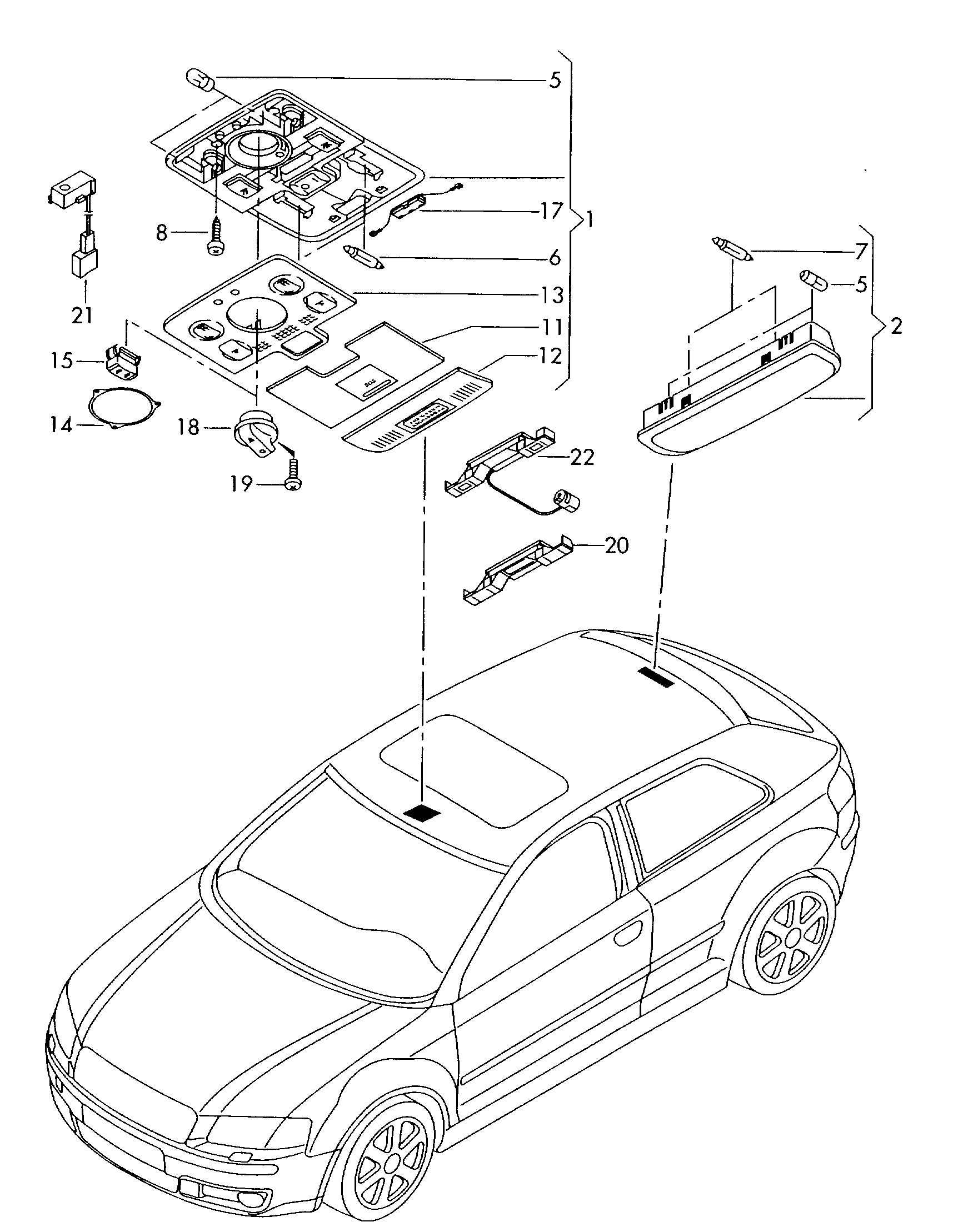 Схема ЕТКА Audi Детали не в сборе (Электрооборудование) для Audi Audi  A3/S3/Sportb./Lim./qu 2006 (Европа)