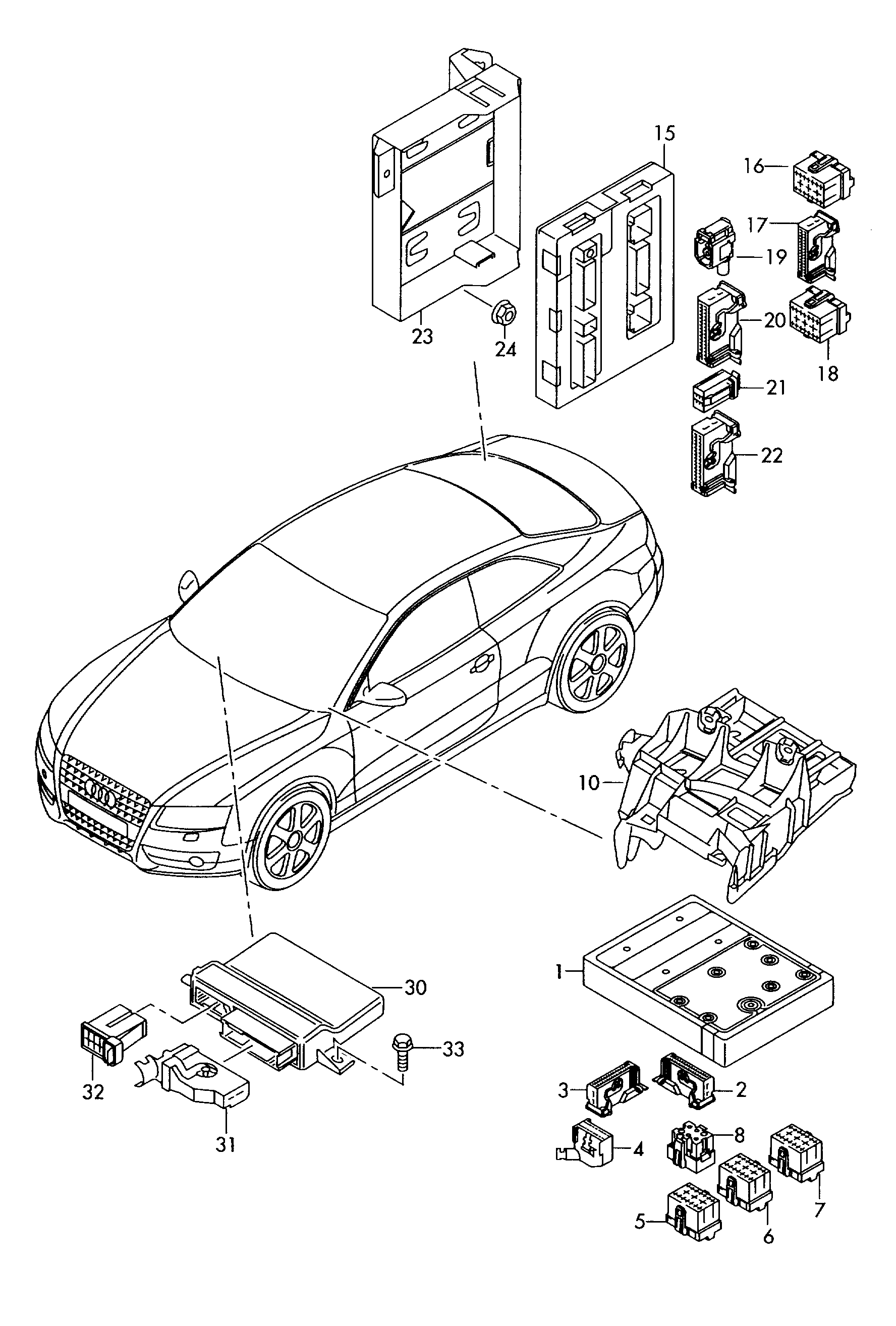 Схема ЕТКА Audi Диагностический интерфейс шин данных (Электрооборудование)  для Audi Audi A4/Avant 2010 (Европа)