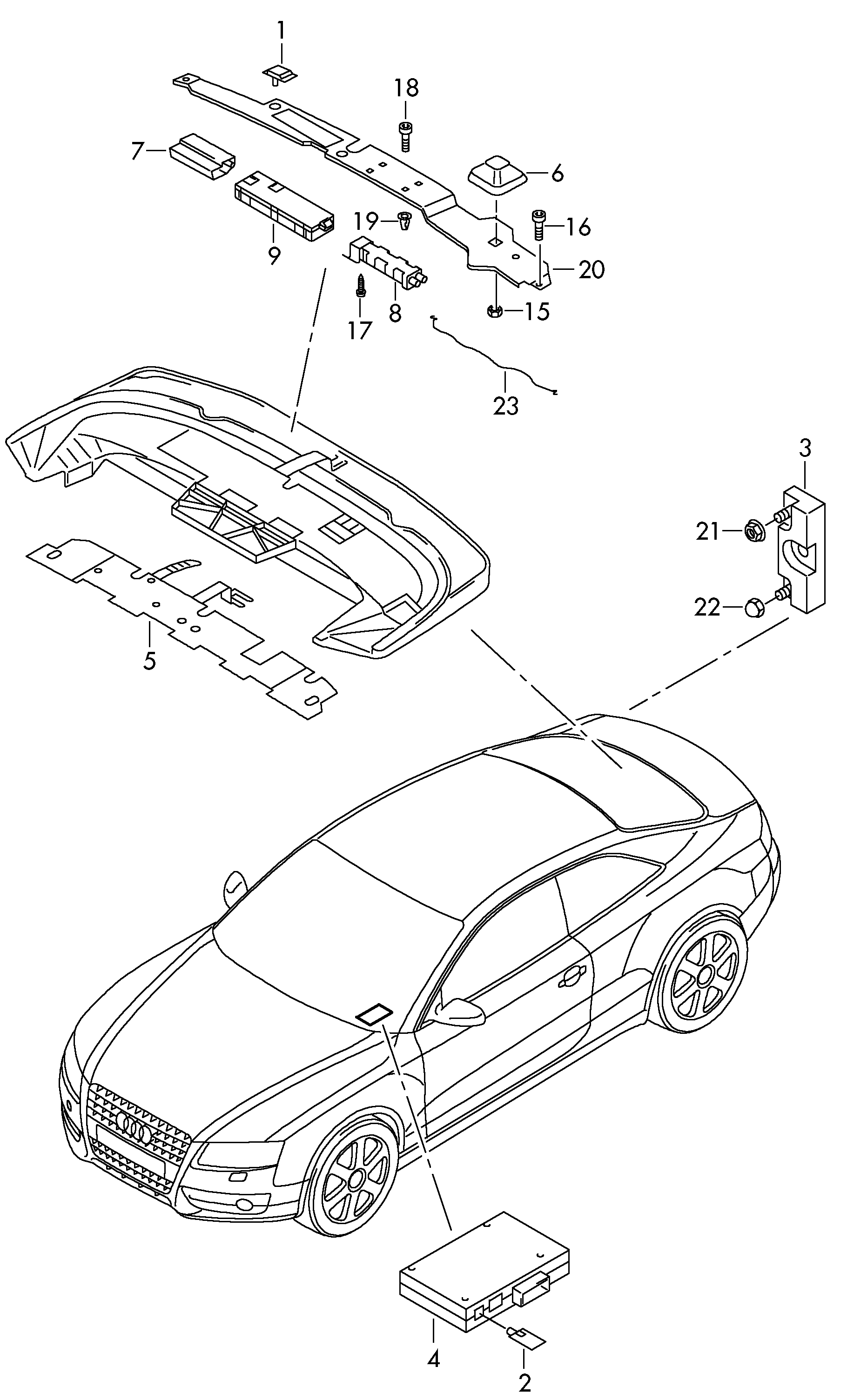 Схема ЕТКА Audi Усилитель антенны (Аксессуары, Infotainment) для Audi Audi  A5/S5 Cabriolet 2017 (США)