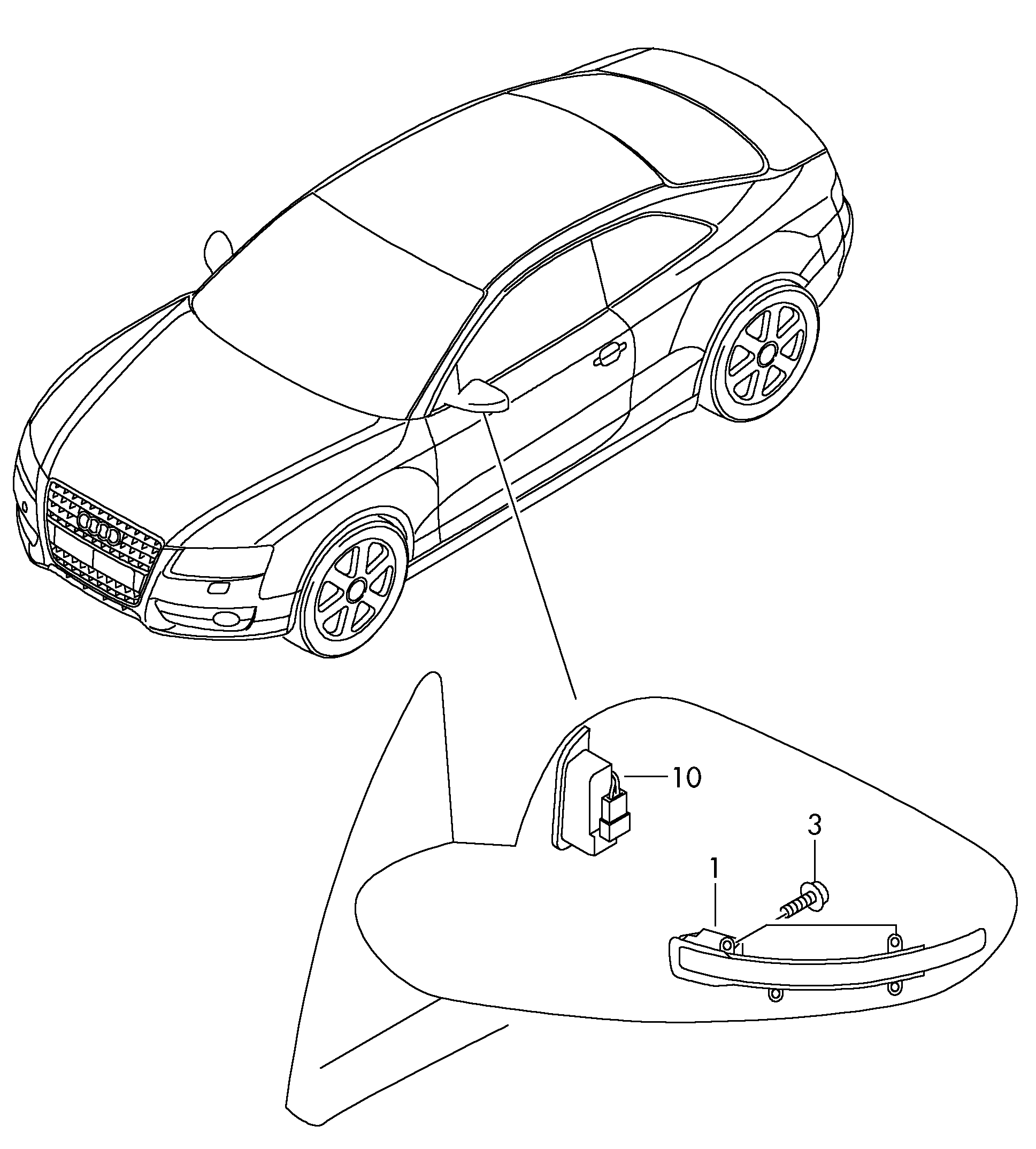 Схема ЕТКА Audi Индикатор асс. смены полосы (Электрооборудование) для Audi  Audi A5/S5/Coupe/Sportback 2015 (Аргентина)