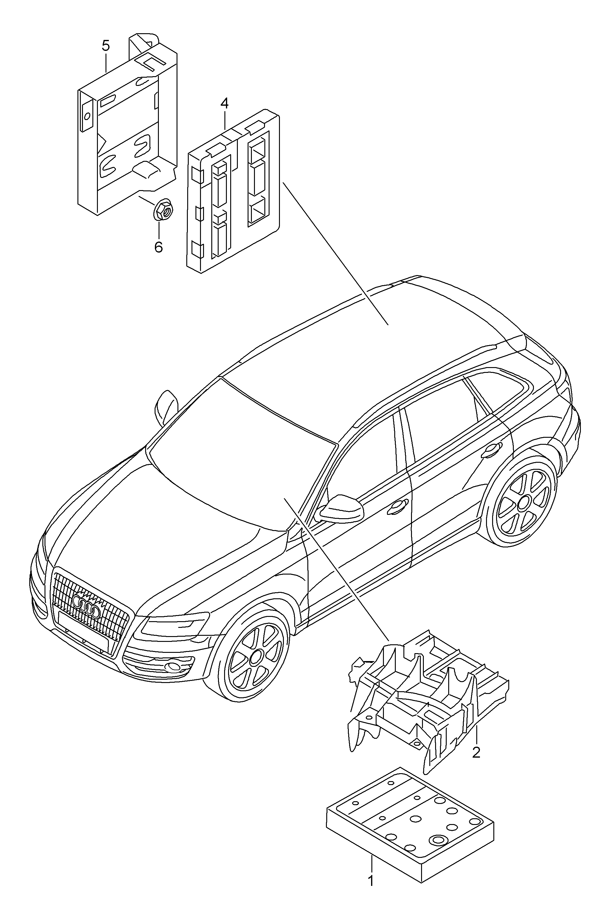 Схема ЕТКА Audi Блок управления бортовой сети (Электрооборудование) для  Audi Audi Q5 2016 (США)