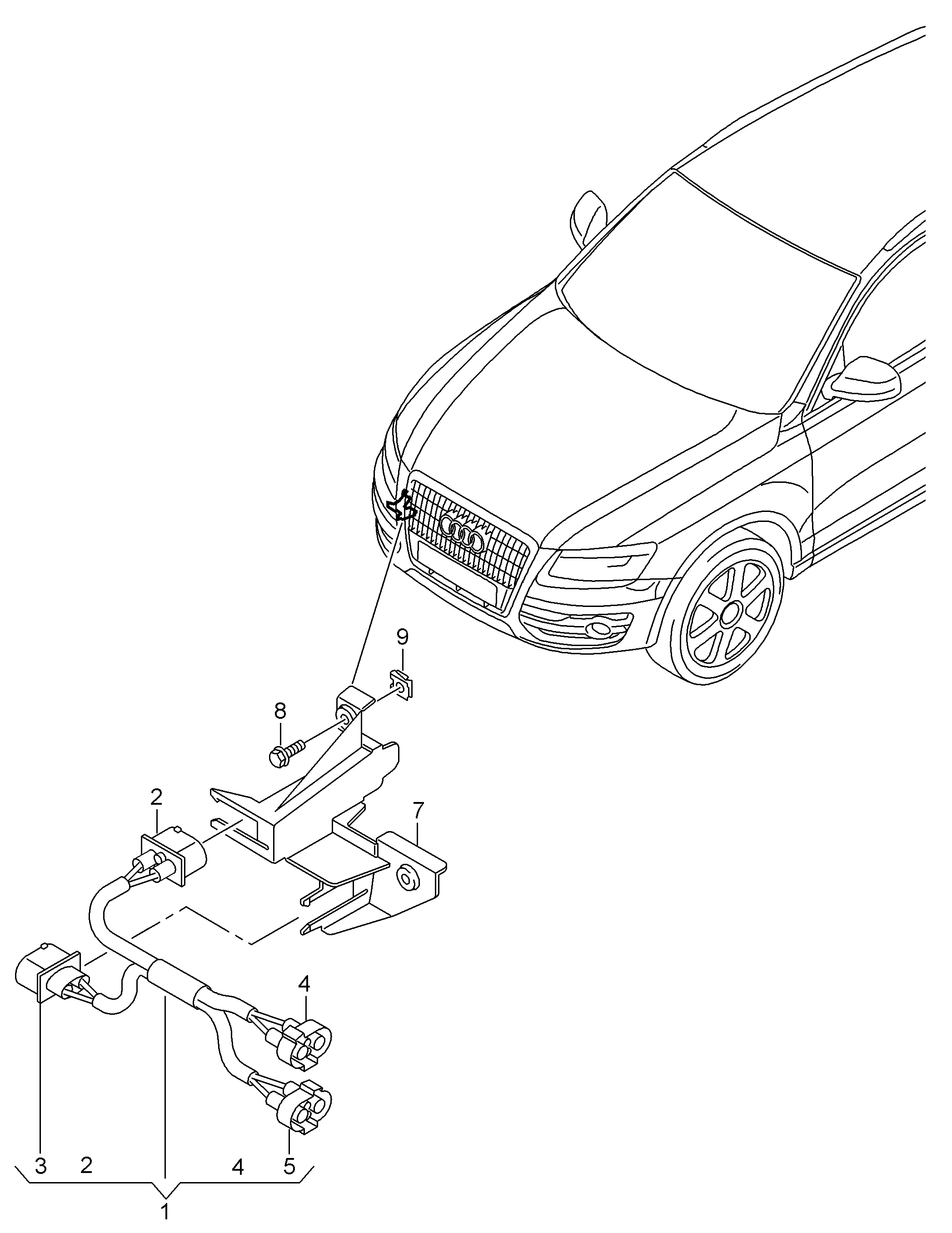 Схема ЕТКА Audi Детали не в сборе, которые не относятся к поставляемым жгу-  там проводов (Электрооборудование) для Audi Audi Q5 2017 (FAW-VW)