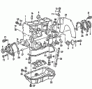 Блок цилиндров с поршнями; Масляный поддон