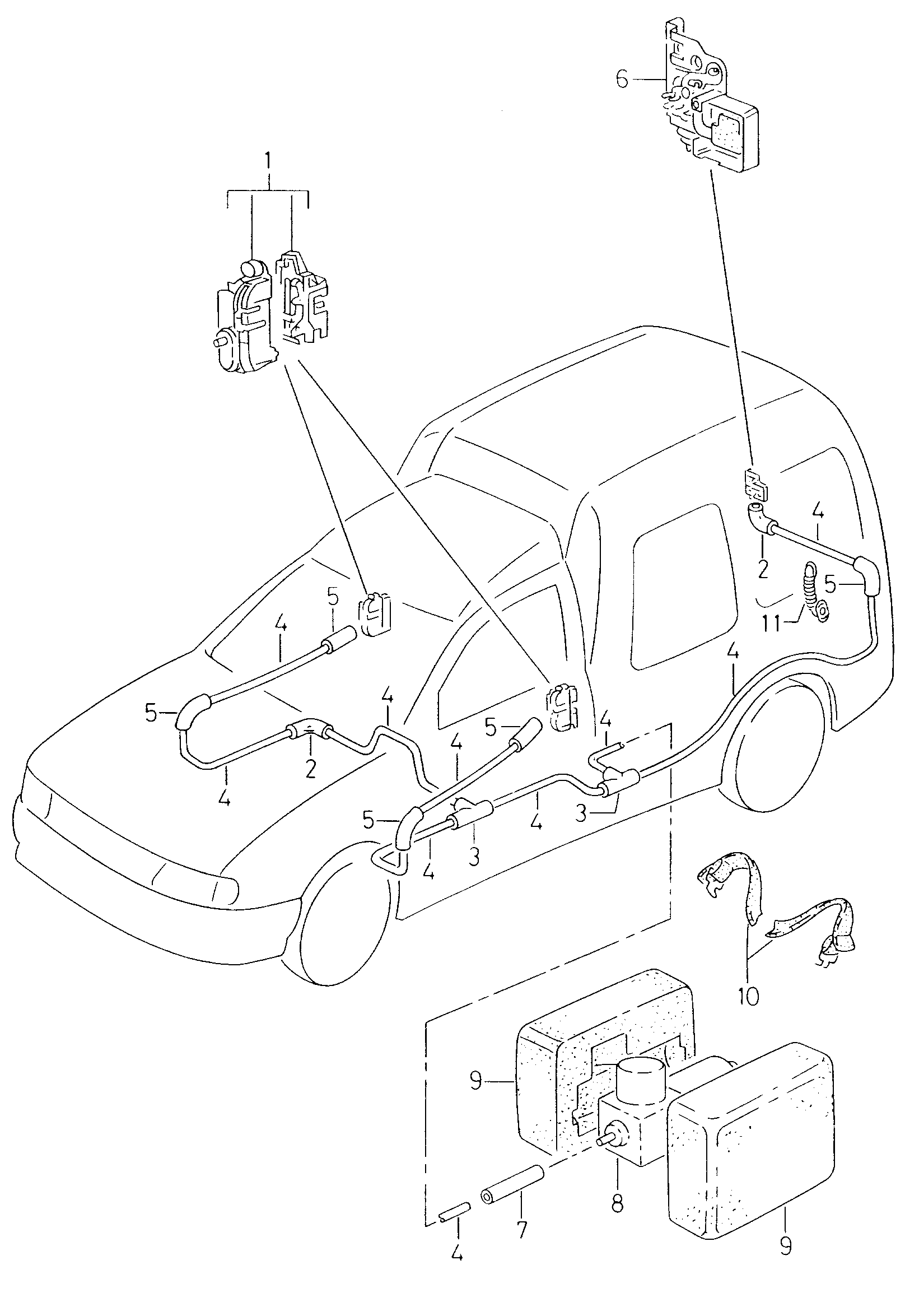 Схема ЕТКА Seat Центральный замок для дверей (Кузов) для Seat Inca 2002 (E)