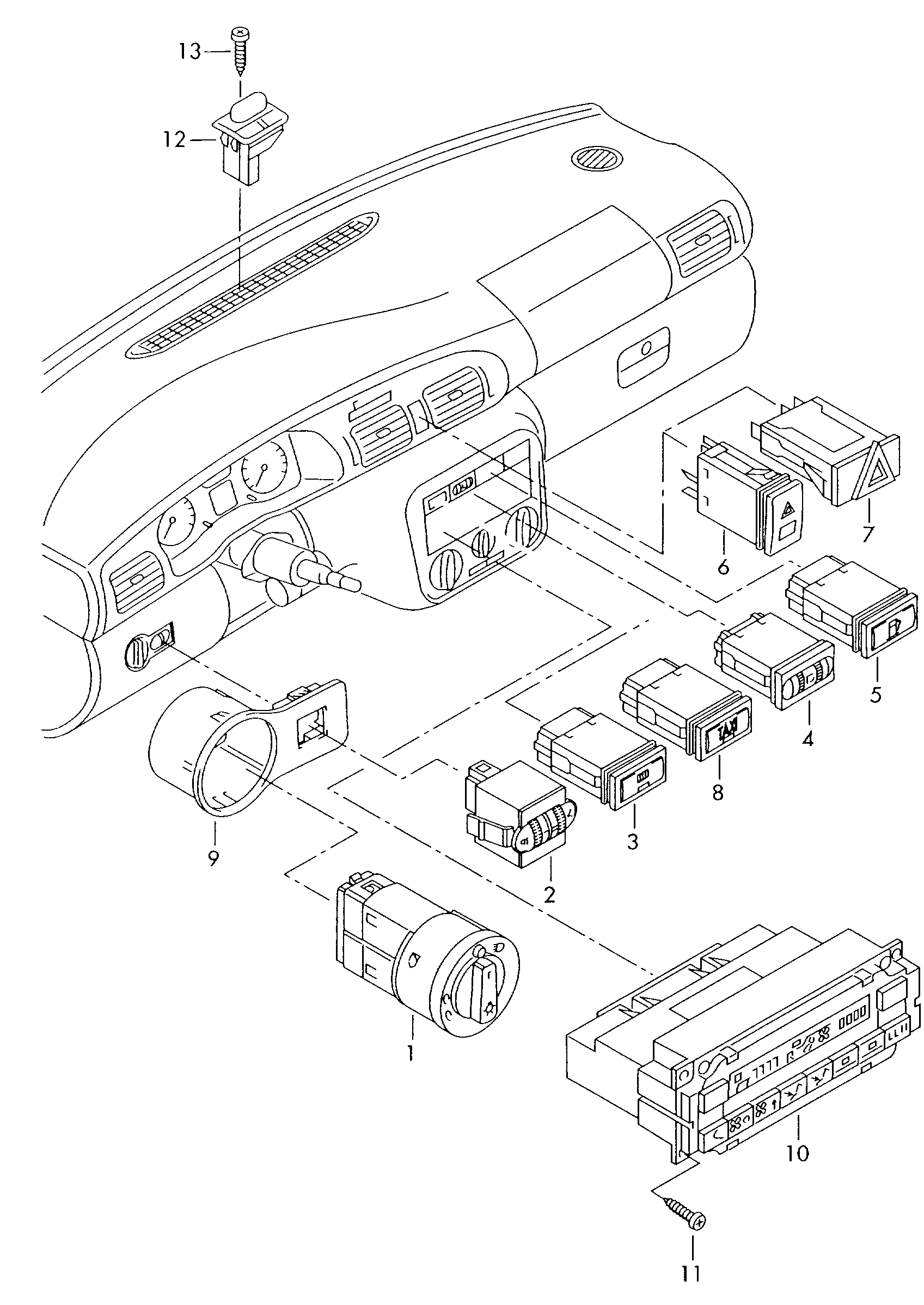 Электросхема внешнего освещения тип 1 Skoda Octavia I