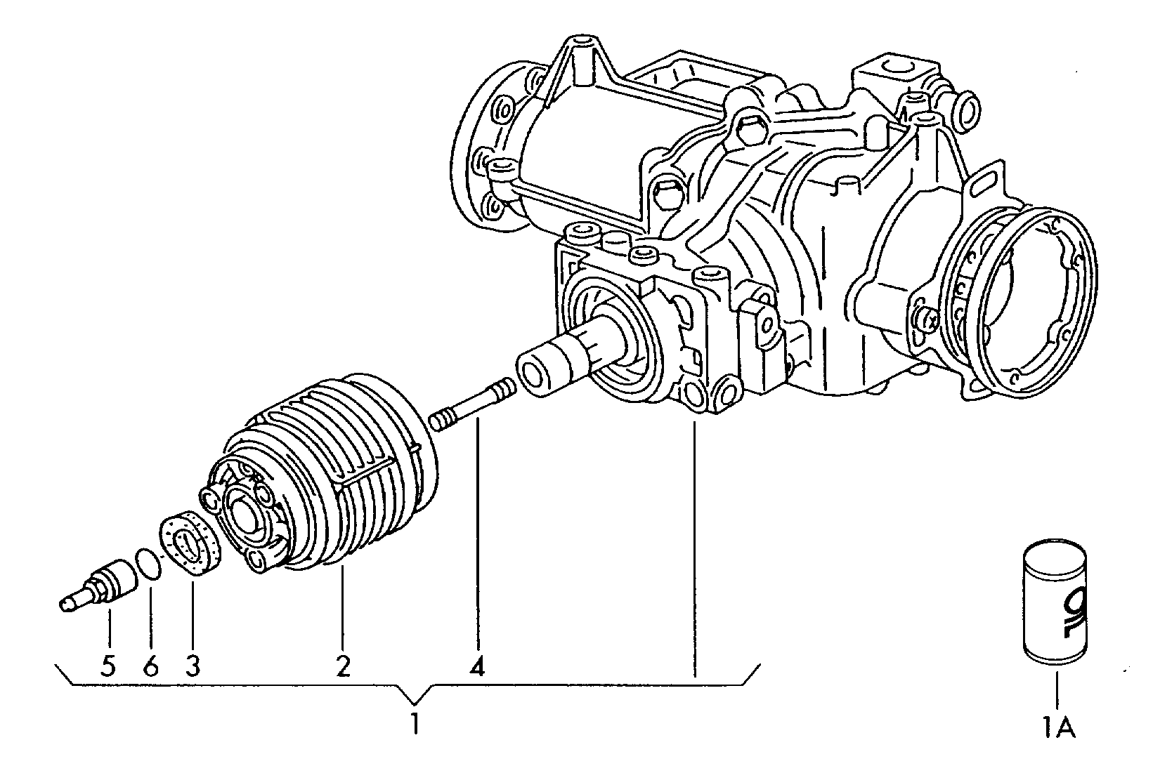 Схема ЕТКА Volkswagen Главная передача;Visco-муфта (Задняя ось) для  Volkswagen Golf/Var.-syn./Rall./Coun. 1990 (Европа)