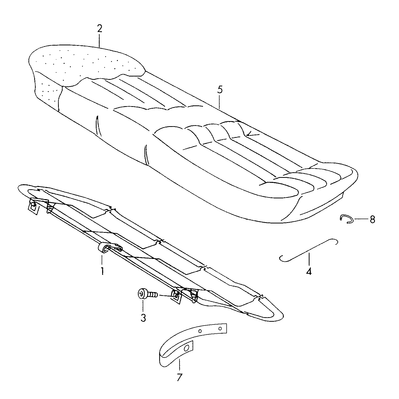 Схема ЕТКА Volkswagen Сиденье (Кузов) для Volkswagen  Golf/Var.-syn./Rall./Coun. 1998 (Европа)