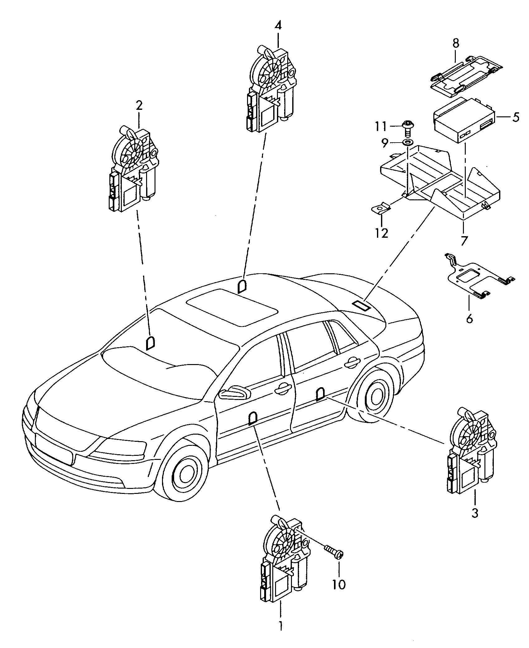 Схема ЕТКА Volkswagen Центральный блок управления систем комфорта;для а/м с  гидравлическим приводом крышки багажника (Электрооборудование) для  Volkswagen Phaeton 2005 (Европа)