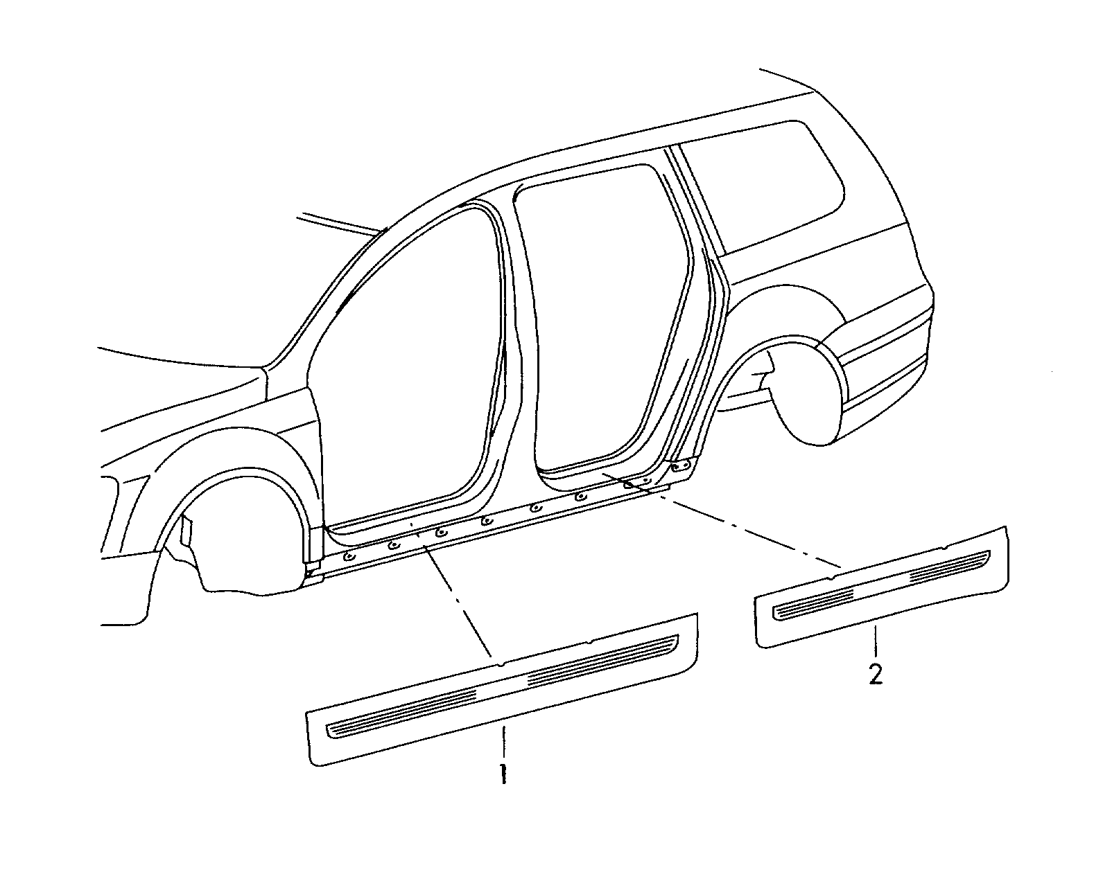 Схема ЕТКА Volkswagen Защитная плёнка порогов (Кузов) для Volkswagen  Passat/Variant/4Motion 2015 (Южная африка)