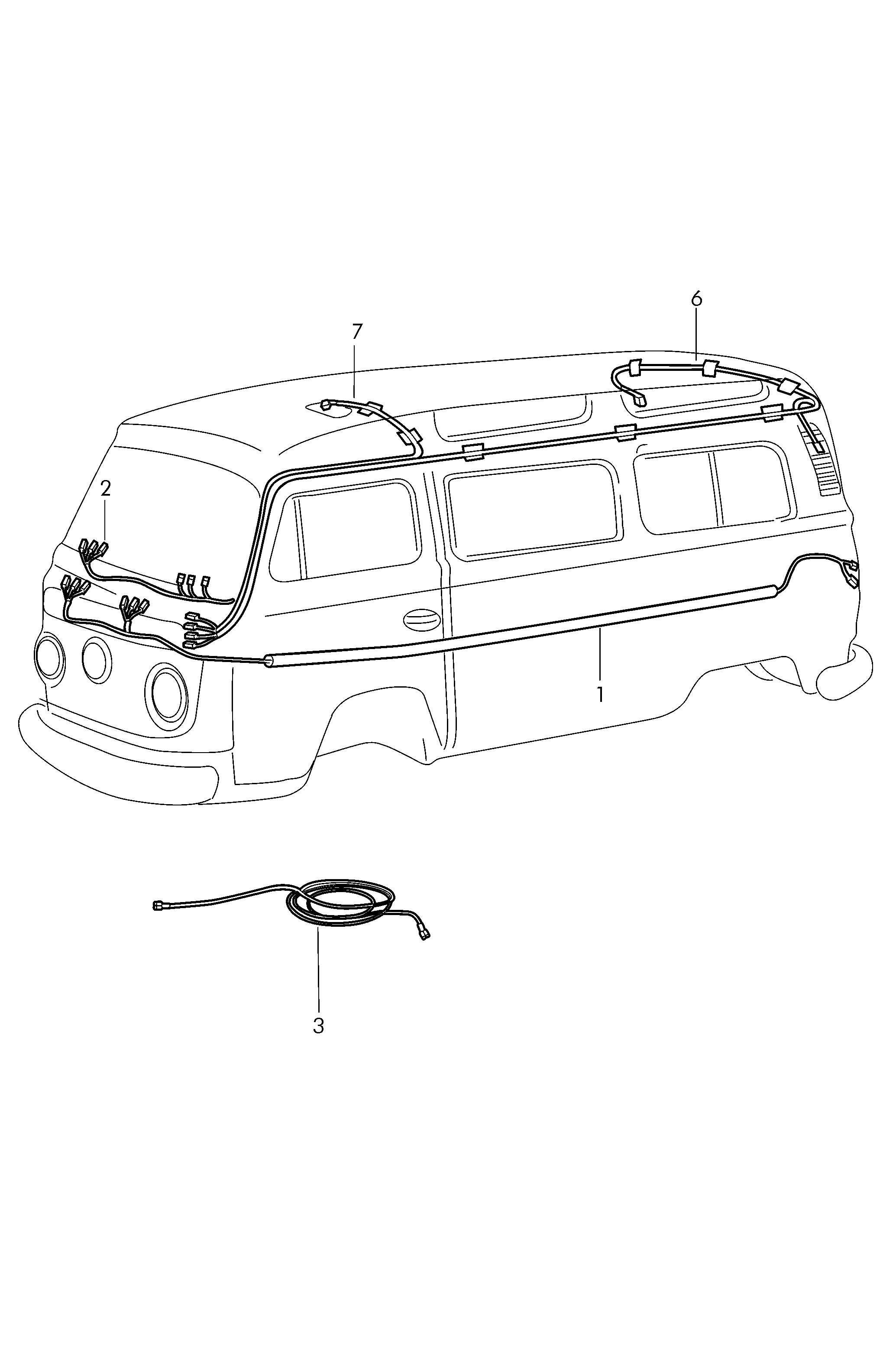 Схема ЕТКА Volkswagen Провод массы (Электрооборудование) для Volkswagen  Transporter Kombi 2013 (Бразилия)