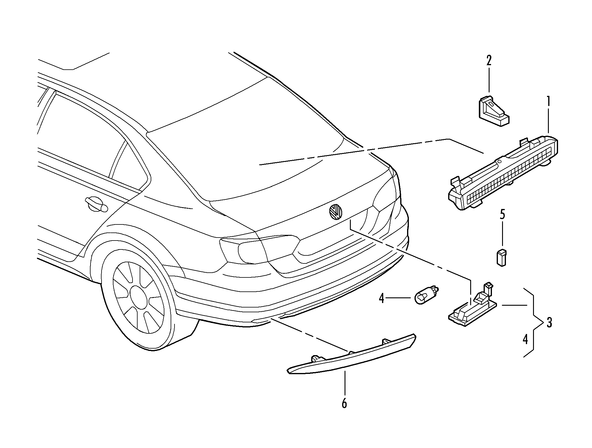 Схема ЕТКА Volkswagen Светодиод подсв. номерн. знака (Электрооборудование)  для Volkswagen Sagitar 2016 (CN)