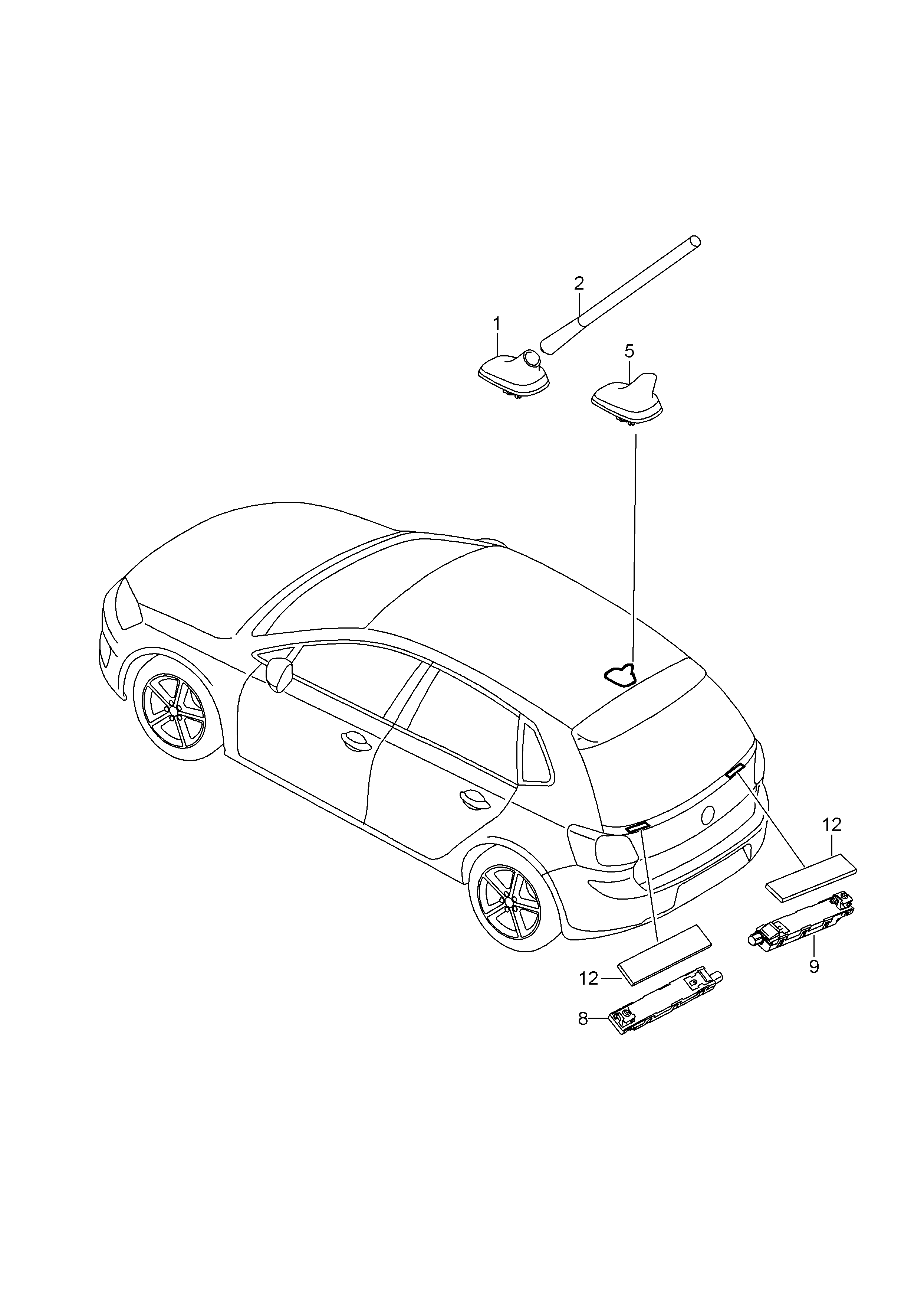 Схема ЕТКА Volkswagen Макет антенны на крыше (Аксессуары, Infotainment) для  Volkswagen Vento/Classic-IND 2017 (Южная африка)