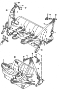 3-точечный ремень безопасности
в пассажирском салоне; Поясной ремень безопасности; для а/м с откидным трёхместным
задним сиденьем и откидной
спинкой переднего двухместного
сидeнья