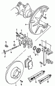Дисковый тормозной механизм
с плавающей скобой; Тормозной диск; Трос стояночного тормоза