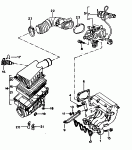 Патрубок впускного тракта; Возд. фильтр с
сопутств. деталями