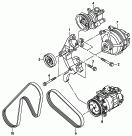 Детали подключения и крепления
для генератора; Поликлиновой ремень; для а/м с рулевым механизмом
с усилителем; и/или; Кондиционер