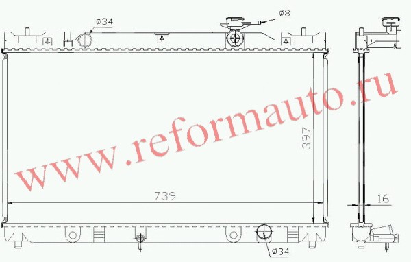 [RADIATOR] 01-05   | TOYOTA CAMRY РАДИАТОР (397Х739Х16) 2,0 16V/2,4 16V +/-AIRC (SIGNEDA) EUROPE | ориг.номер:1640028270.кросс-номер:RA64634A 