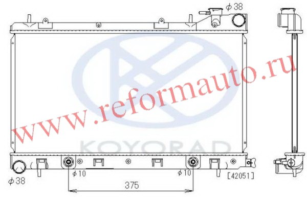 [RADIATOR] 03-   | FORESTER {360x686 мм} РАДИАТОР ОХЛАЖДЕН AT 2 С ГОРЛОВИН (KOYO) | ориг.номер:45111SA030/45119SA050.Кросс-номер:PL091604.,SBFOR03-911